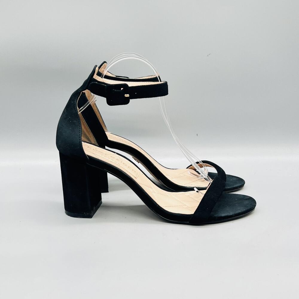 Kurt Geiger Sandals Womens 9 Black Leather Ankle Strap Block Heel Dress Shoes